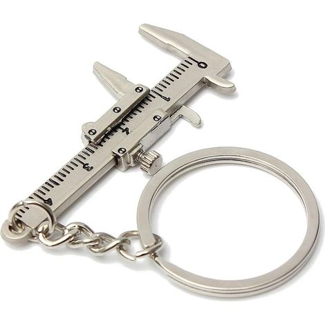 1 mini règle à pied à coulisse portable en métal avec porte-clés