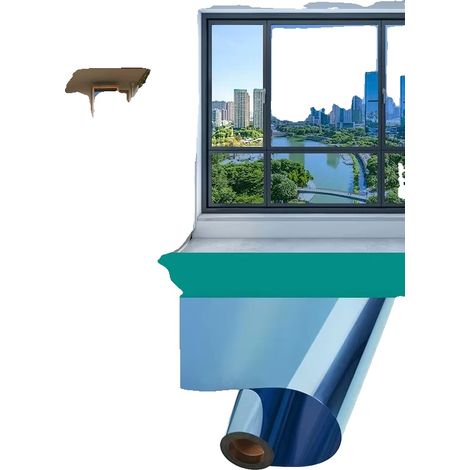 Lámina para ventanas, protección UV, privacidad unidireccional, lanbaoshi, 40 cm x 1 m - c (1/2)