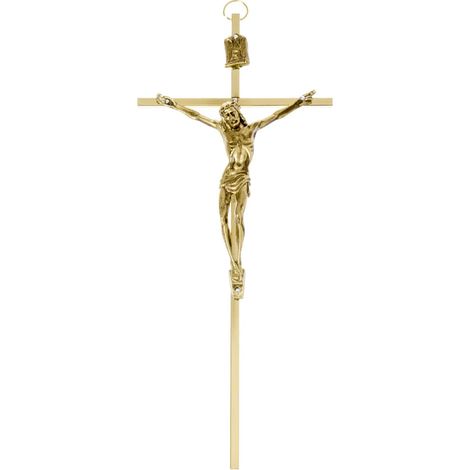Croix suspendue en laiton doré 8,5 x 20 cm (1/2)