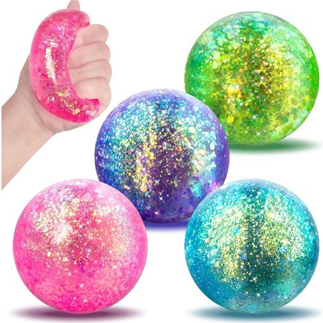 Stress Ball - Gel Squeeze Toy - Slow-Rise Sensory Ball for Anxiety Relief - 6 cm - TPR Material - 4 Colors - Pack of 1 (1/5)