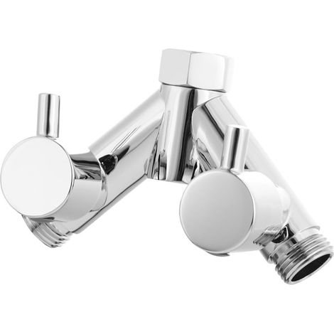 Vanne de dérivation en laiton DSF014, vanne d'arrêt de douche, distributeur en Y 2 voies 1/2 pouce pour flexible de douche, chromé (1/5)