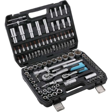 Cecotec Maletín Portaherramientas 108 Piezas ToolBox KRK 4200. 2 Carracas de 72 Dientes, Vasos CR-V de Alta Resistencia