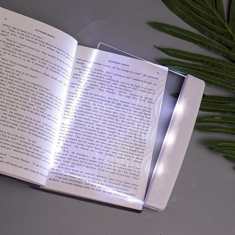 Flaches Buchlicht zum Lesen im Bett bei Nacht, klares LED-Buch-Ganzseitenlicht, Illuminator-Panel, Plattenlampe, Platine, kabellos (weiß)