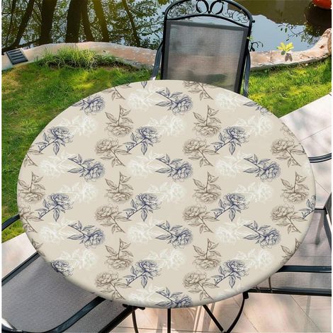 Nappe ronde avec élastique 90 cm - Résistante aux intempéries, Imperméable, Lavable, Motif rose