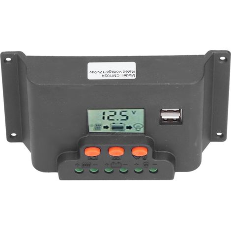 Régulateur solaire LCD 12/24V auto, USB double port PWM réglable, pour industrie 10A (1/5)