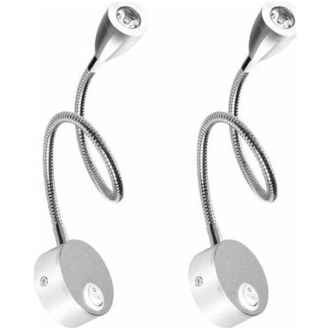Bedside Wall Lamp 2 Lights LED Reading Light Gooseneck Light 3W, 3000K Warm White Reading Lamp-- (1/5)