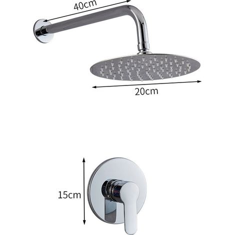 Einzelfunktions-Duschgarnitur-Set, Wandmontage, Duscharmatur-Set, 8-Zoll-Duschkopf und Griff-Set, System-Kit (1/3)