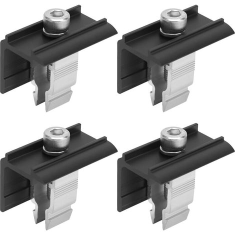 Kit de Fixation pour Panneau Solaire 4 pièces en Alliage d'Aluminium - Design Rapide et Sans Vis - Support Solide pour Toit, Camping, Voiture, Bateau - Résistant à la Corrosion et Installation Facile