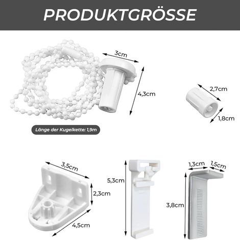 Tête de store enrouleur 17 mm + kit de chaînette à billes, commande en plastique, pièces de rechange et de réparation professionnelles (1/5)