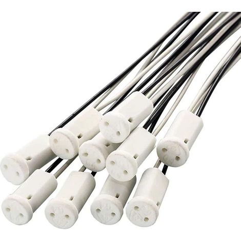 10x Adaptateur LED MR11 G4, Douille Céramique avec Câble 20cm, Convertisseur Halogène vers LED pour Éclairage Intérieur