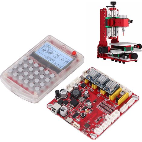 Contrôleur hors ligne 24 touches avec écran pour machine de gravure CNC 3 axes + kit machine de gravure CNC 3 axes 12V-36V adapté aux mini fraiseuses CNC pour le travail du bois (DIY). (1/5)
