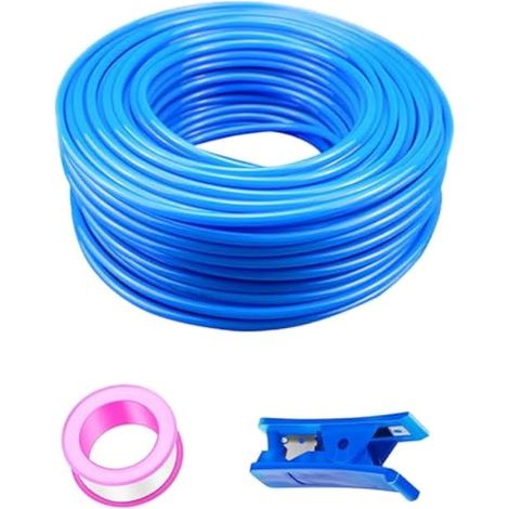 50 Meter PolyuréthaneTuyau Bleu Pneumatique, PU Tuyau Air, 6 mm OD x 4 mm ID, Polyuréthane PU Air Kit + 1 Pcs Coupe-Tuyau (1/5)