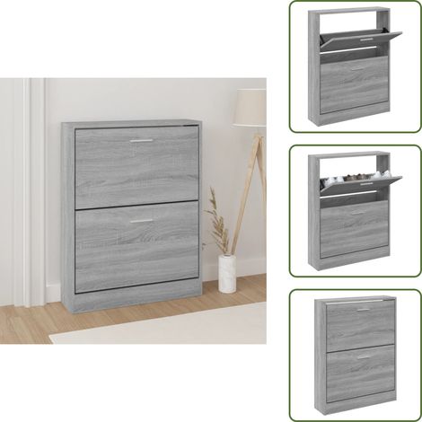 Armoire à chaussures Sonoma gris 59x17x81 cm Bois d'ingénierie - Meuble Range Chaussure - Armoire Chaussure - Rangement Chaussures - Étagère Chaussure - Commode Chaussure (1/5)