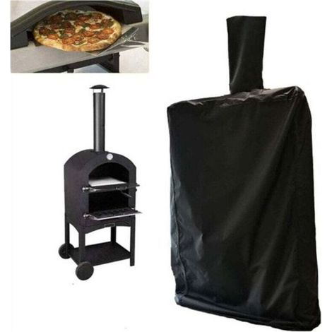 Housse de four à pizza extérieure, housse de protection pour fours de jardin avec cordon, étanche, anti-poussière, noir Oxford 55×65×175Cm (1/4)