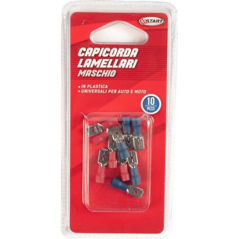Terminali capicorda maschi da 10 pezzi + 10 copriterminali