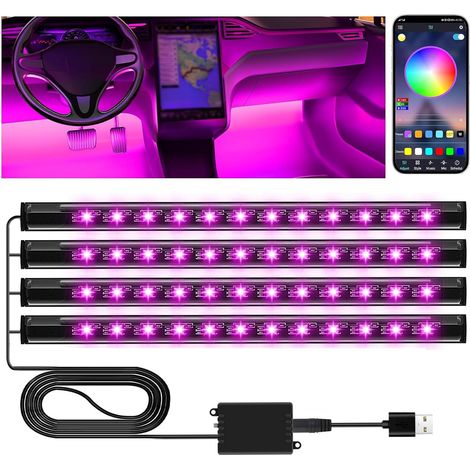 Accessoire Voiture Interieur Femme Homme, LED Voiture Interieur Calendriers de l'avent Cadeau de Noël Accessoire Voiture Lampe, 16 Millions de Couleurs Car Accessories Contrôle APP (1/5)