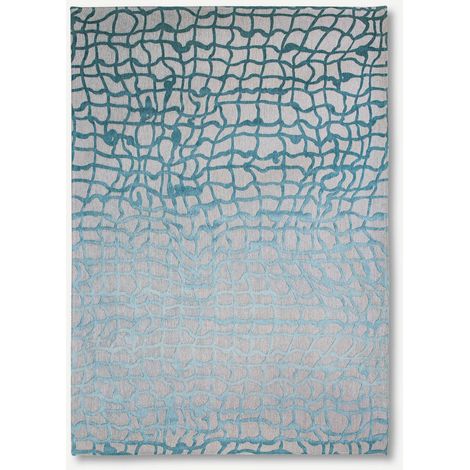 DEDALO DESIGN - TAPPETO CONTEMPORANEO MAD MEN - Prodotto in Belgio - Tessuto piatto jacquard meccanico - Rifinito a mano - Antiscivolo naturale - 100% poliestere - Blu marino - 230 x 330 CM