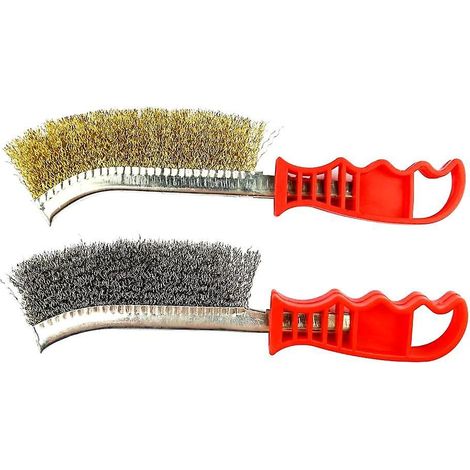 tried + Tested Wire Brush Set Of 2 Brass & Steel - Light & Heavy Duty Cleaning Rust Remover (1/5)