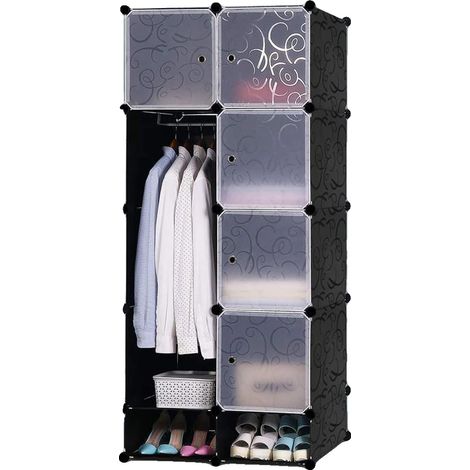 Aufbewahrungsschrank, Modulares Design, Vielseitige Organisation, schwarz (1/2)
