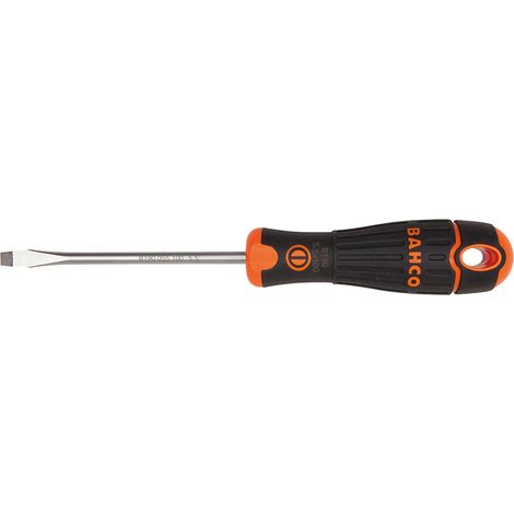 BAHCO destornillador 190 boca plana 4x100 , Destornillador Bahcofit boca plana serie 190,tamaño 4x100mmMango de plástico antideslizanteAgujero en el mango para colgarlo.