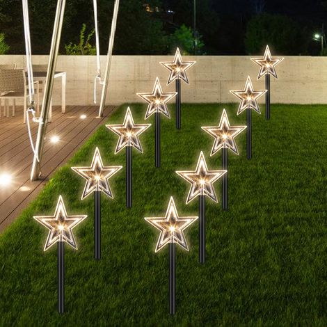 Jiubiaz 10 stelle di Natale a LED bianco caldo con timer 6/18 ore, 36 cm (1/5)