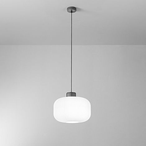 Sospensione Contemporanea Lucerna Metallo Ceramica Bianco 1 Luce E27 Ip20 D35