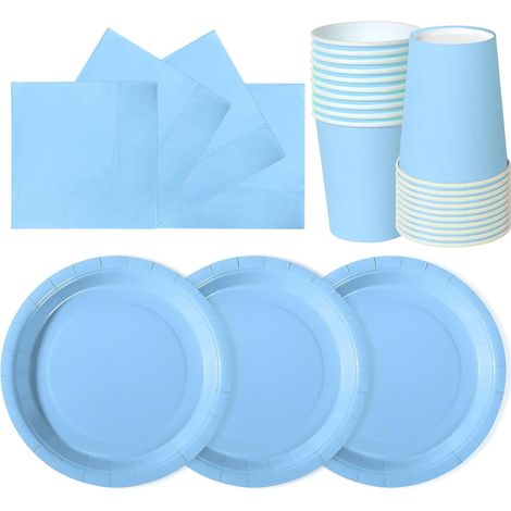 72 Pièces Vaisselle En Papier, Assiettes 18 Cm, Gobelets 266 Ml, Serviettes 16,5 Cm, Pour Anniversaire Enfants (1/5)