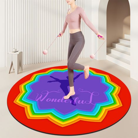 HSS-Tapis de gym à domicile, tapis absorbant les chocs et le bruit pour salles de sport,convient pour la corde à sauter et les exercices cardio - rond de 100 cm de diamètre-140x140cm