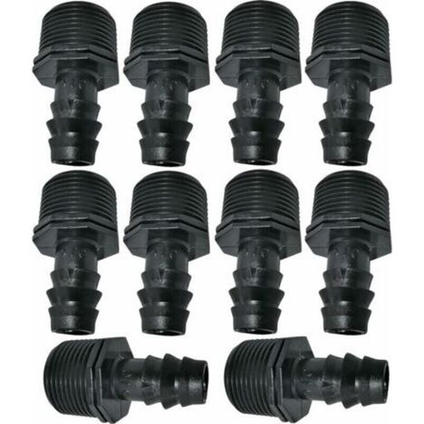 10er-Pack Schlauchtüllen-Adapter/Anschlüsse, Außengewinde 16 mm x 3/4 Zoll (für Schläuche mit 16 mm Durchmesser) – Verbinder für Bewässerungs-/Sprinklersysteme