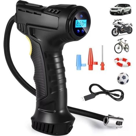 HOXILEELEOGonfleur Pneus sans Fil, , Compresseur d\'air Portable Pompe Pneu Voiture, Électrique, Rechargeable, avec Lumière et (1/5)