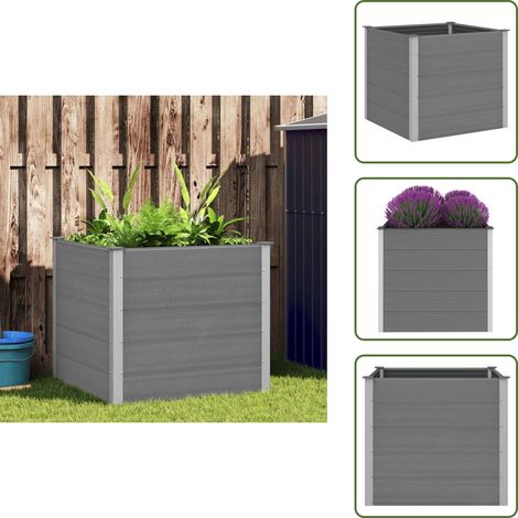 Garten-Hochbeet WPC 100x100x91 cm Grau - Gartenhochbeet - Blumentopf - Pflanzenbehälter - Balkonbepflanzung - Terrasse (1/5)