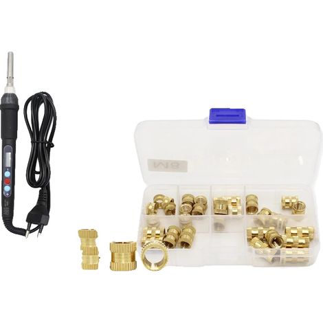 Dado a inserto in ottone, inserto a caldo, assortimento per applicazioni filettate, 39 pezzi UE (1/2)