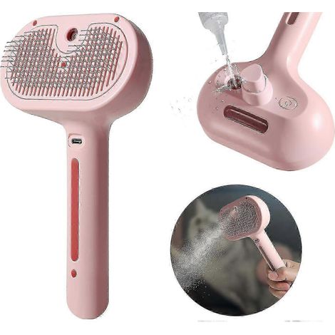 Brosse nettoyante 2 en 1 pour chats et chiens avec réservoir d'eau et bouton de vidange, idéale pour éliminer les poils d'animaux. (1/5)
