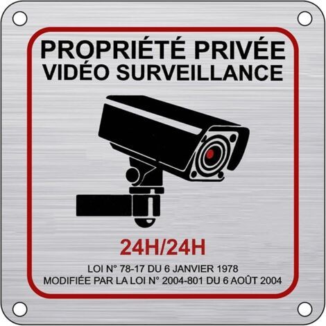 Panneau Camera Surveillance Aluminium, 15×15 cm Sécurité de La famille 24H Vidéo Panneau Camera Surveillance avec Autocollant et Trous Pré-percés pour Intérieur/Extérieur