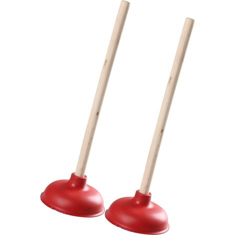 2-teiliger Toilettenkolben Mit Extra Langem Holzgriff Toilettenpumpen Entsperrer Für Küchenspüle Badezimmer Dusche Entleerung Waschbecken Verstopfungsentferner (1/4)
