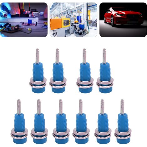 J.40003 2 mm Bananenstecker mit innenliegender Federklemme, 2 mm Einbaustecker, verkauft in 10er-Packungen, blau. (1/5)