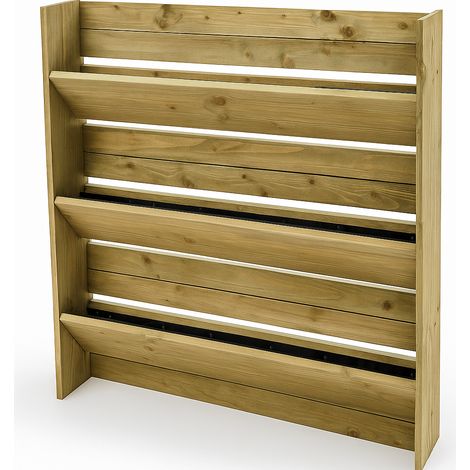 Capaldo – Jardin mural suspendu en bois de pin imprégné – 3 étagères – Dimensions 80x17x120 cm – Pour balcons et terrasses (1/2)