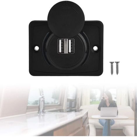 Chargeur de voiture USB, adaptateur double prise USB à 2 ports, panneau de charge LED étanche USB 3,1 A 12 V pour camping-car (1/5)