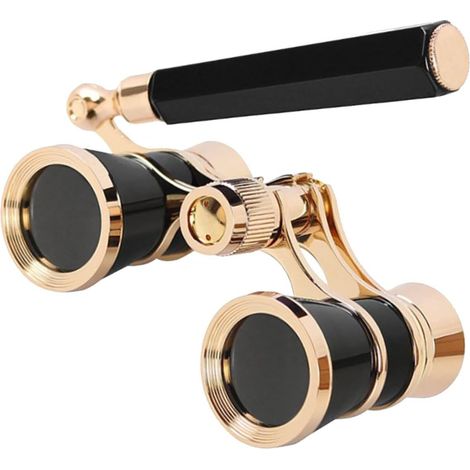 Lunettes de théâtre pliables dorées avec sangle de collier à grossissement élevé pour spectacles sur scène, lunettes d'opéra rétro avec poignée (1/5)