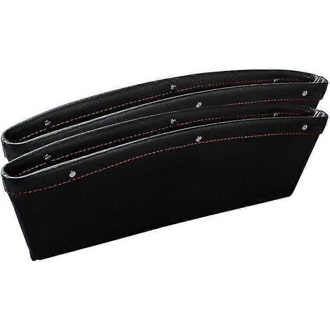 Organiseur de voiture universel, pochette de rangement en similicuir (35 x 10,5 x 2 cm) pour console latérale de siège, idéal pour ranger téléphones, clés, cartes, pièces et billets (lot de 2). (1/5)