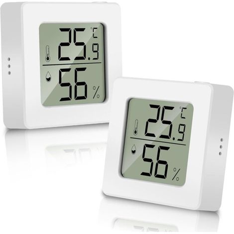 Thermo-hygromètre intérieur numérique, lot de 2, écran LCD, adapté pour salon, bureau, chambre et serre (1/5)