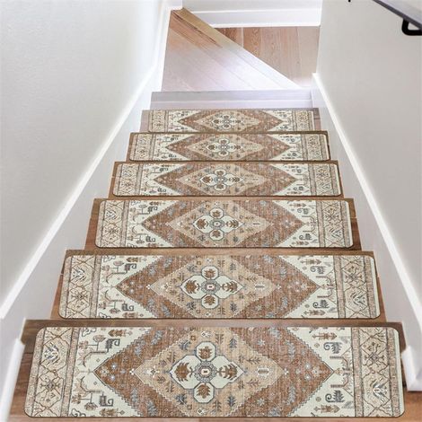 2076CM Tapis Marches d'escalier Tapis antidérapants amovibles Tapis d'escalier 4 pièces Protection de marches d'escalier sécurisée Adapté aux enfa... (1/5)