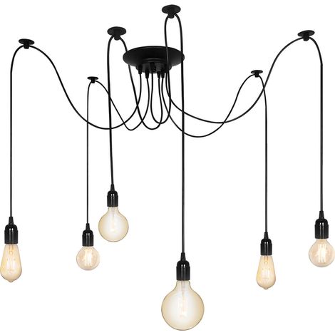 Suspension araignée 6 bras E27 noir mat style loft industriel ARANEA - EDO Solutions (1/5)