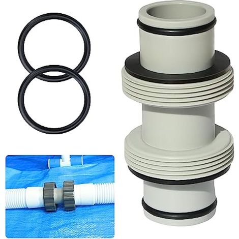 Adaptateur de tuyau de pompe à filtre, rallonge de tuyau de piscine de 3,8 cm avec double anneau étanche, connecteur de tuyau de piscine pour tuyau gonflable hors sol, filtre, pompe (interfaces de 3,8 (1/5)