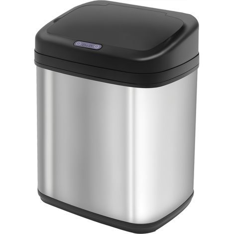Poubelle 20L capteur infrarouge bac amovible 33x25x42,5cm argent noir (1/5)