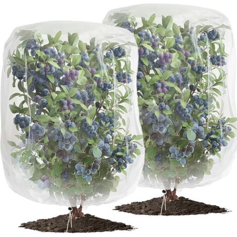 QORVA-Lot de 2 filets anti-insectes et anti-oiseaux blancs (1,5 x 0,8 m) avec cordon de serrage, adaptés aux filets de protection des plantes