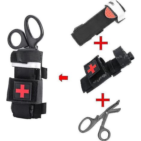 Garrot tactique pour chat, ciseaux médicaux de traumatologie, sac pour garrot, pochette MOLLE avec passant de ceinture pour trousse de premiers secours, hémostase rapide, 10 garrots (1/5)