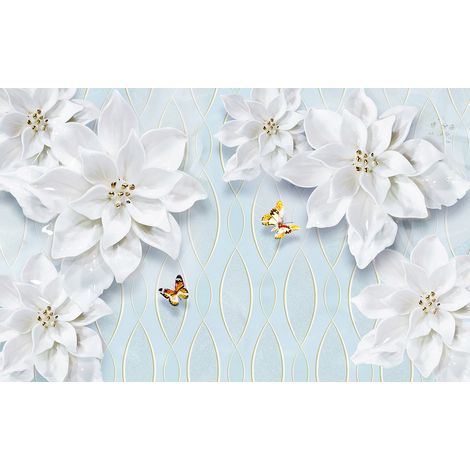 Papier peint panoramique - Fleurs 3D - 130 cm x 81 cm (1/2)