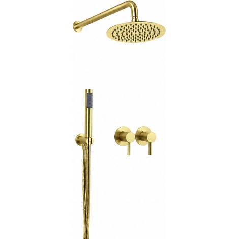 Ensemble complet avec pommeau de tête 10 pouces HLX-9015 or brossé douche encastrée inox 304 1 × 1 × 1 cm 5 kg – Livraison gratuite