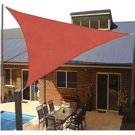 TAISHENGDA-UV Sonnensegel - 5x5x5 m Dreieckiges HDPE-Sonnensegel - Garten- und Balkon-Sonnensegel [Rot] (1/5)